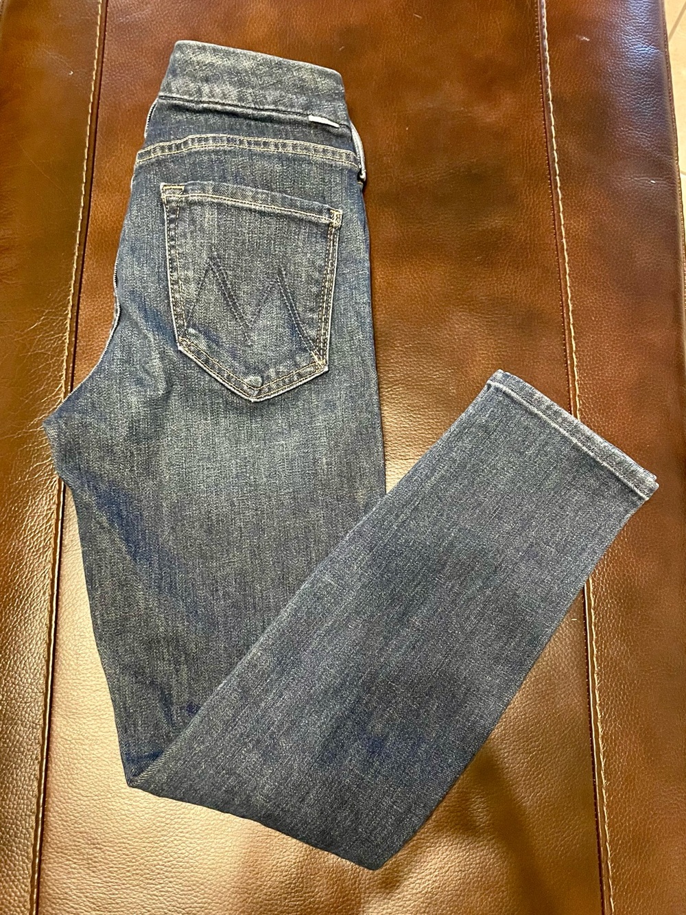 MOTHER The Looker Crop High-Rise Dark Indigo Ankle Skinny Jeans size 26 - Picture 6 of 6